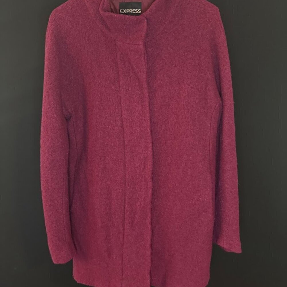 Express Wool Blend Burgundy Heavyweight Coat